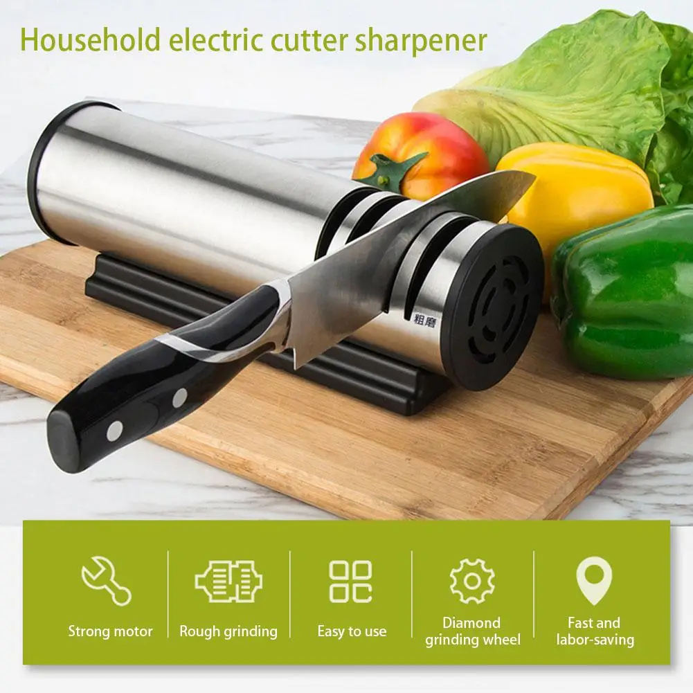 

Sharpening Stone Two Stages Kitchen Knife 4 Slot Electric Grind Chopping Cutter Fast Stainless Steel Ceramic Home Knife Sharpene