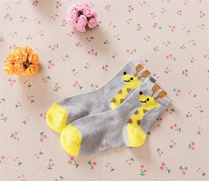 3 пар/лот, распродажа, детские носки унисекс, весна-осень, детские носки с ушками жирафа, A-cll-016-3 - Цвет: Серый