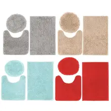 3 шт прямоугольник/круг/u-образный синель водонепроницаемый ковер коврик в ванную ковер 4 цвета Противоскользящий простой современный стиль