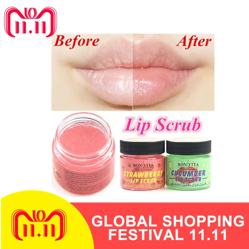 

Strawberry Cucumber Soft Moisturizing Exfoliating Lip Scrub Exfoliator Fruit Treatment Nourish Scrub Treat TSLM2