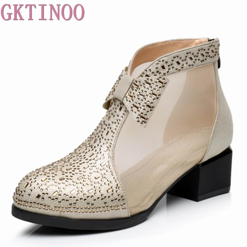 Cheville blanc or Grande Véritable Dentelle Cuir Taille Gktinoo Femme En Haut Noir Bottes Talon Carré D'été Chaussures Zapatos Femmes XqxwTqUH4