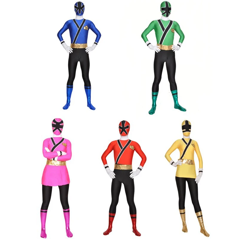

Children Power Costume Lycra Spandex Samurai Rangers Cosplay Halloween Red/Pink/Blue/Green/Yellow Ranger Suit