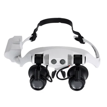 

Head Wearing Loupe 10x15x20x25x Magnifying Glass 2 LED Light Magnifier Double Eye Jeweler Watch Clock Repair Loupe microscope