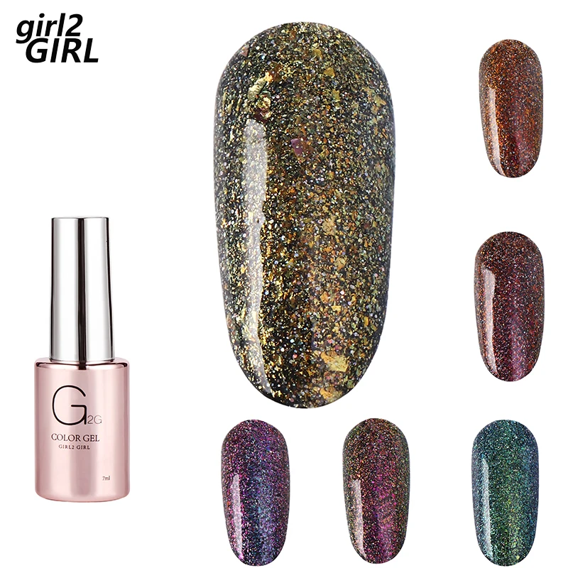 

GIRL2GIRL GEL NAIL POLISH GLITTER LONG LASTING COLOR CHANGE GLITTER GEL