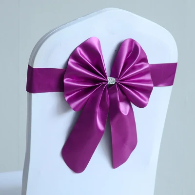 16 цветов ленты для свадебных стульев ленты из спандекса на стулья лайкра растягивающаяся лента галстук-бабочка вечерние украшения отеля шоу - Цвет: PLUM