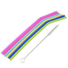 Reusable Silicone Straws Set with Brush