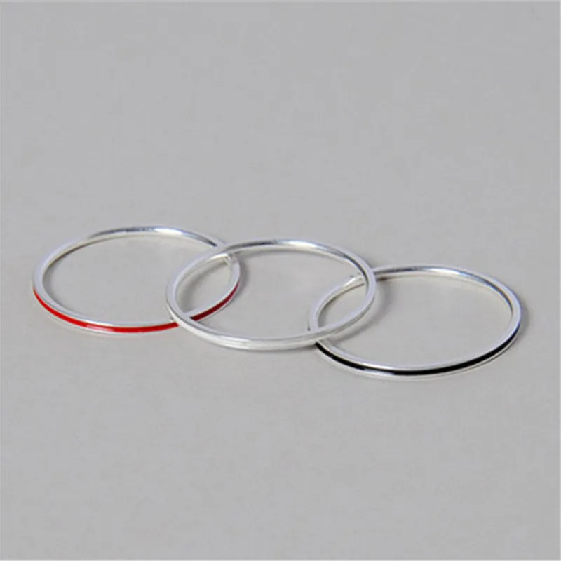 

Newest 100% real pure 925 Sterling Silver with white, red, black enamel stacking Ring Jewelry Wholesales
