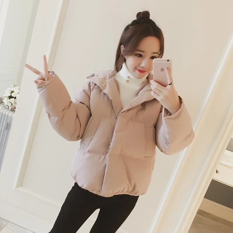 

New Short loose bread service women cotton coat hooded thick warm Down cotton clothing small student cotton coat winter coat y6