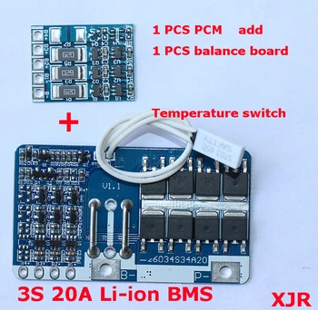 

3S 20A lipo lithium Polymer BMS/PCM/PCB battery protection board for 3 Packs 18650 Li-ion Battery Cell w/balance board