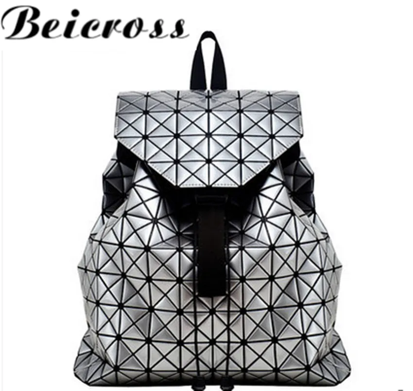 Big Valume Drawstring Plaid Color Block Patchwork Backpack Women s Laser Bag LY1855