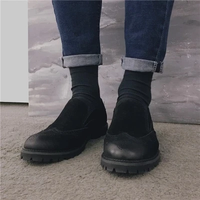 Chaussures Cuir Mosaïque Japonais Irrégulière En Hommes Style De Aider Black Sauvage Pour Bullock Trou Lumière Pédale Mode Bas Décontracté Noir q34AjLc5R