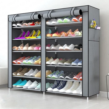 

-Oxford cloth shoe rack large dustproof storage shoe cabinet double row large capacity multi-layer assembly fashion shoe rack