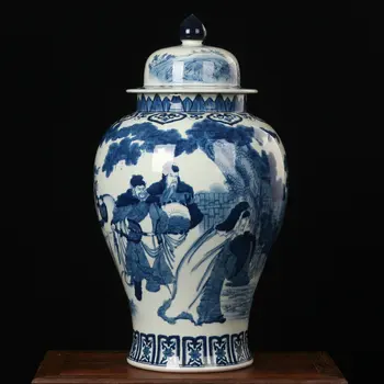 

Large Vases Jingdezhen Ceramics Archaize Hand Painted Blue And White Flowers Three Cans Of Mao Lu temple jar ceramic jar vase