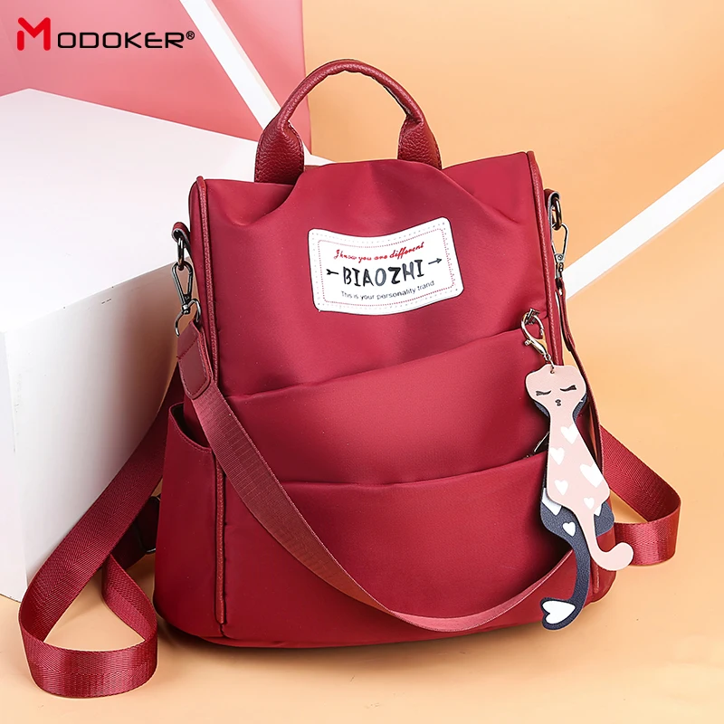 

2019 new backpack fashion canvas ladies backpack anti-theft lady cat decoration shoulder bag Harajuku backpack female