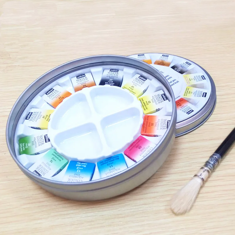 

France Pebeo Bebeo Solid Watercolor Paint 12 Color 24 Color Solid Watercolor Paint Iron Boxed Watercolor Paint Set Art Supplies