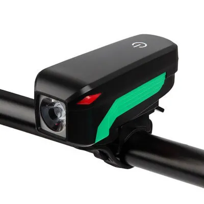 Велосипедный светильник Sireck, заряжаемый от USB, велосипедный передний светильник, водонепроницаемый велосипедный головной светильник, велосипедный Электрический рожок, светодиодный светильник Luz Bicicleta - Цвет: S7599 Green
