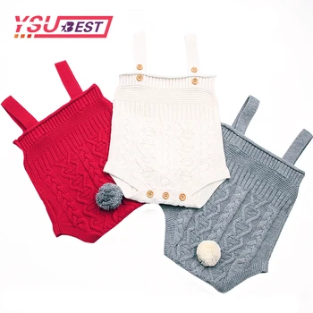 

Cute Rabbit Knit Rompers Children's Winter Baby Girls Sleevless Sunsuit Outfit Clothes Toddler Newborn One-Pieces Jumpsuit 0-24M