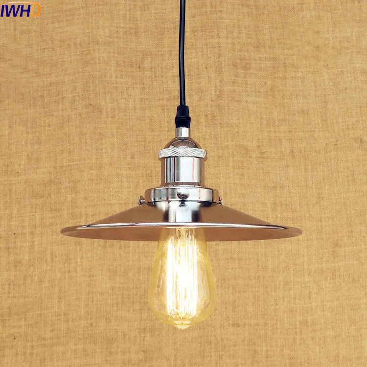 

IWHD Silver Rustic Vintage Pendant Light LED Dinning Room Hanging Lights Retro Loft Industrial Lamp Home Lighting Luminaire