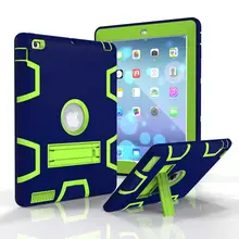 For Apple iPad 4 iPad3 2 Case Cover Armor Shockproof Heavy Duty Silicon PC Stand For ipad4 iPad 2 3 Tablet Case Protective Shell