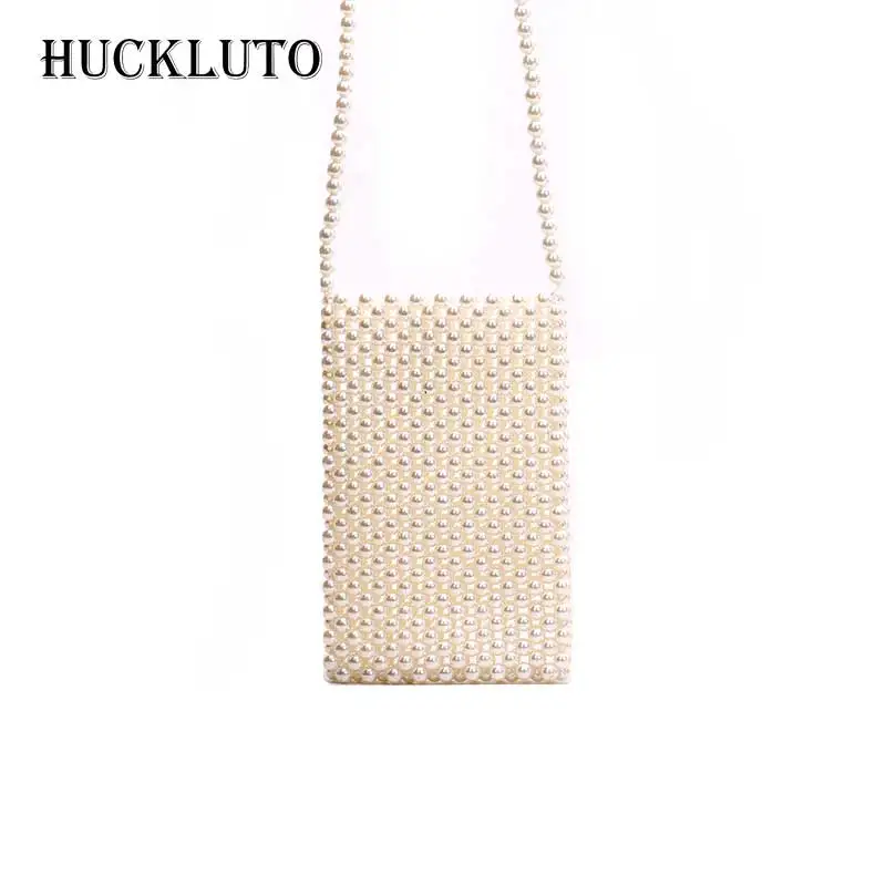 

HuckLuto Brand 2019 New Limited Time Discount Fashion Mini Pearl Knitting Messenger Bag Mobile Phone Teen Female Shoulder Bag