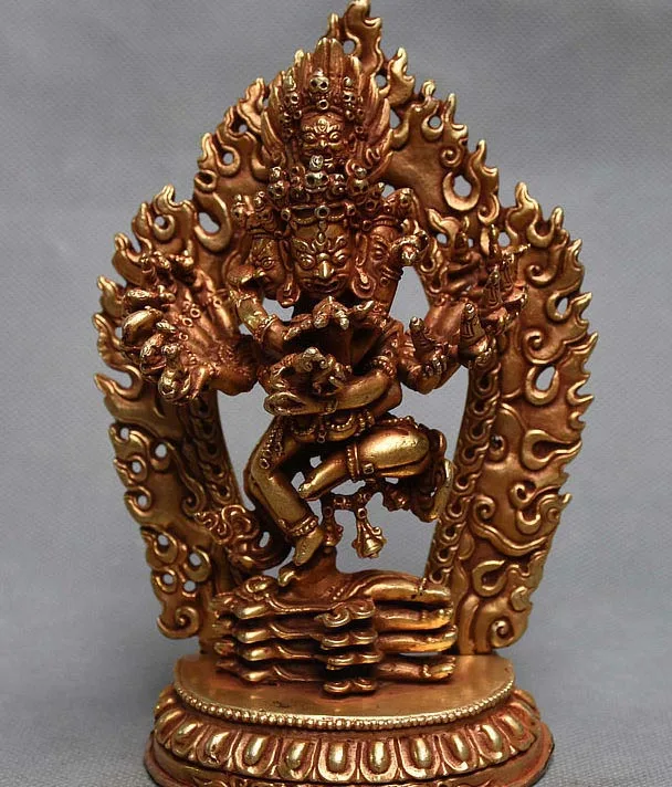 

Tibet Bronze Gilt Gild Shri Hevajra Kye-ba-rdo-rje yab-yum Protector God Statue