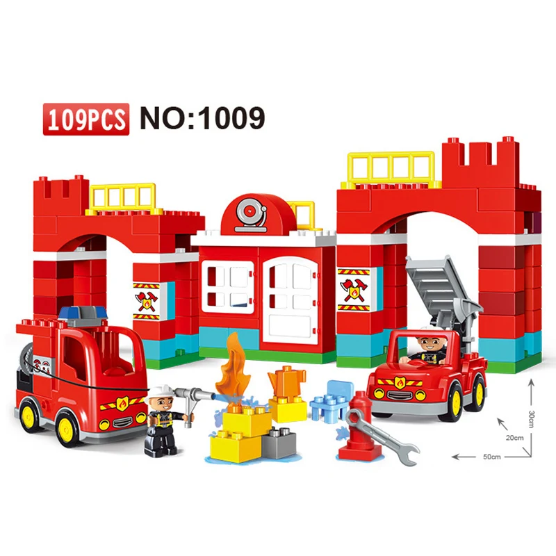 

109pcs Big Blocks City Fire department Firemen Building Blocks set Kids DIY Bricks Creative Toys Compatible Duploe