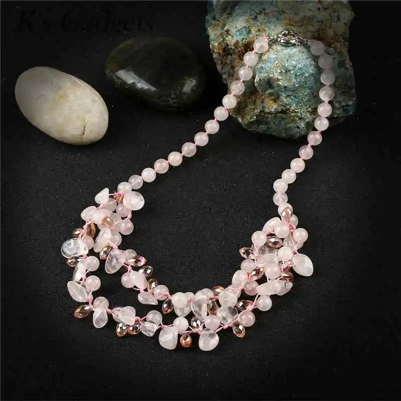 

K's Gadgets Multilayer Stone Necklaces & Pendants Crystal Bead Chain Natural Stone Statement Necklace Women Jewellery Collares