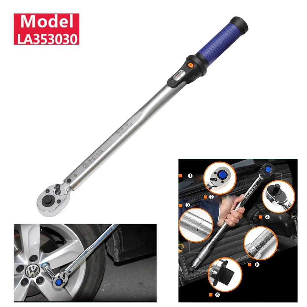 

LAOA LA353030 1/2" Drive Ratchet Click Torque Wrench 60-300n/m Reversible Spanner Hand Tool Bike Car Repair Twist Sockets