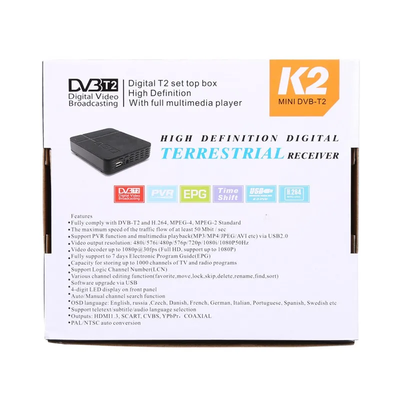 DVB T2 тюнер MPEG4 DVB-T2 HD совместимый телеприставка ТВ приемник W/RCA/HDMI PAL/NTSC Авто конверсионная коробка K5 Поддержка 3D интерфейса