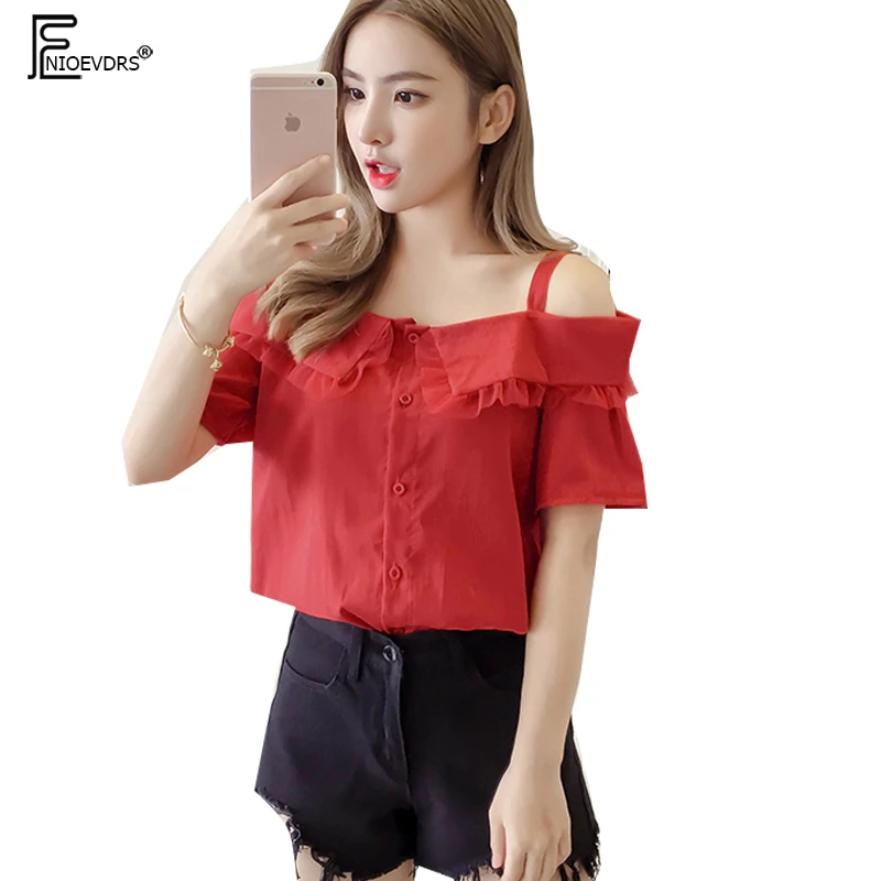 cute red off the shoulder tops