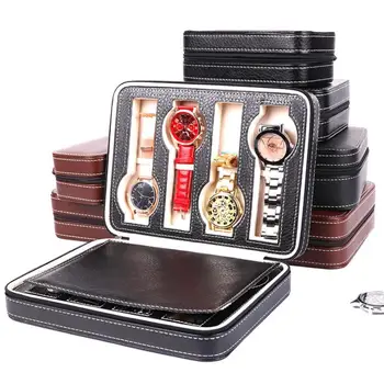 

Hot Sale 4 Grids PU Leather Watch Box Jewelry Storage Case Watch Display Box Caja Reloj Container Jewelry Organizer