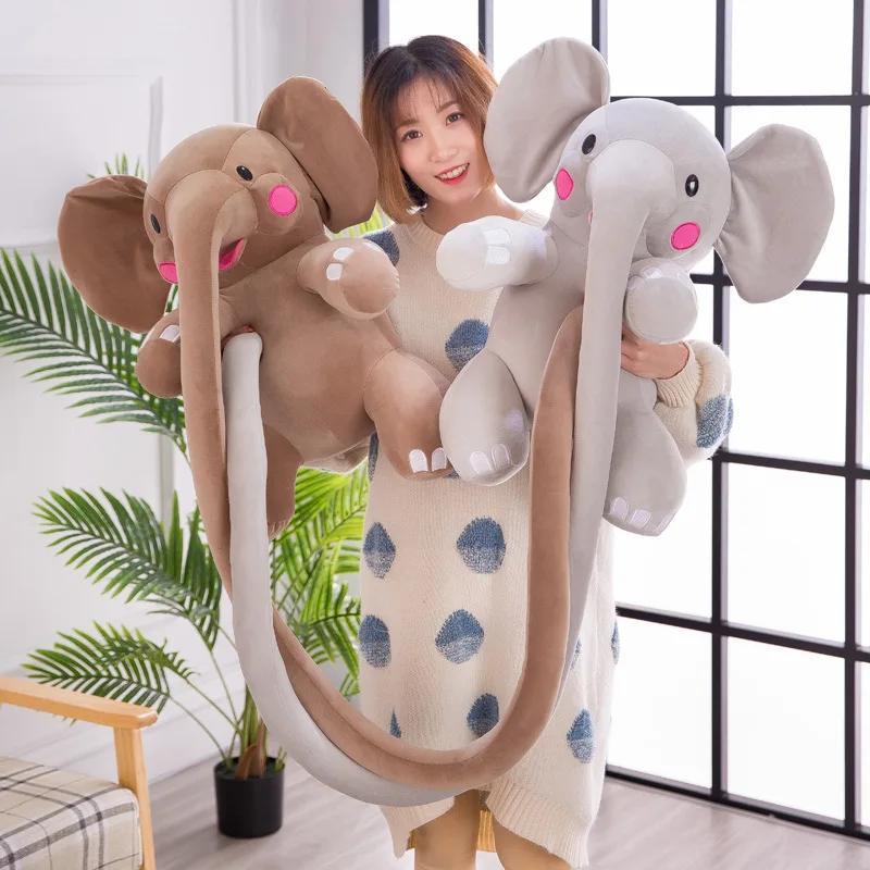 

Cartoon long nose elephant child comfort plush toy child height height ruler hug like doll birthday gift doll