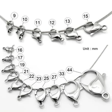 30 шт./лот Нержавеющая сталь карабины 9/10/11/12/13/15 мм подходит для самостоятельного изготовления браслетов/Цепочки и ожерелья, крючки, станок и разъемом для самостоятельного изготовления ювелирных украшений