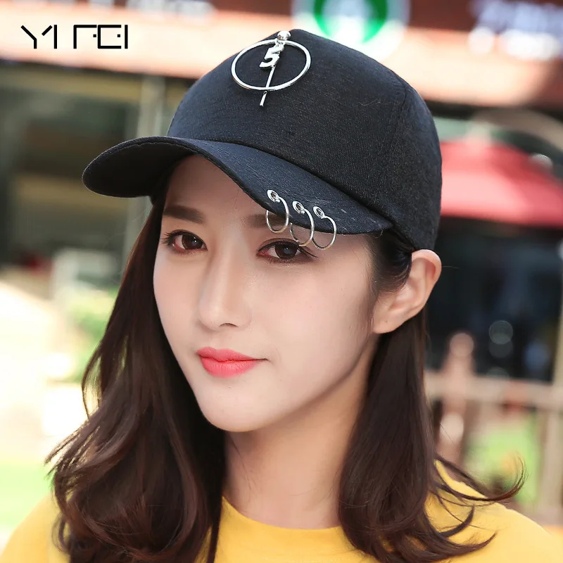 Fashion K POP Iron Ring Hats Adjustable Baseball Cap 100% Hand Made ...