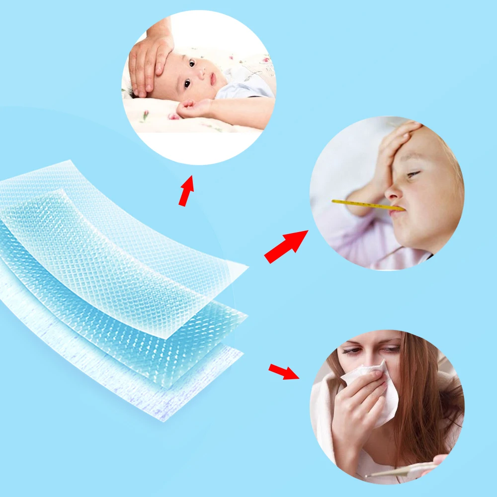 10bags Cooling Patches Baby Fever Down Medical Plaster Migraine Headache Pad Lower Temperature Ice Gel Polymer 2