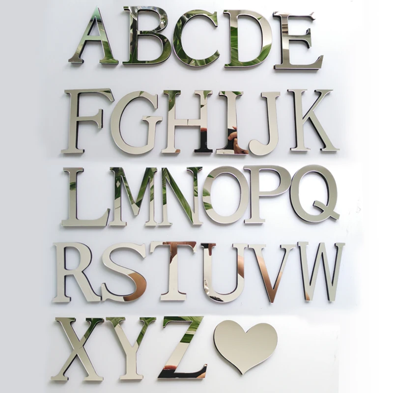 2016 new diy wall stickers 3d sticker acrylic decoration wedding gift love letters decorative Alphabet wall decor free shipping