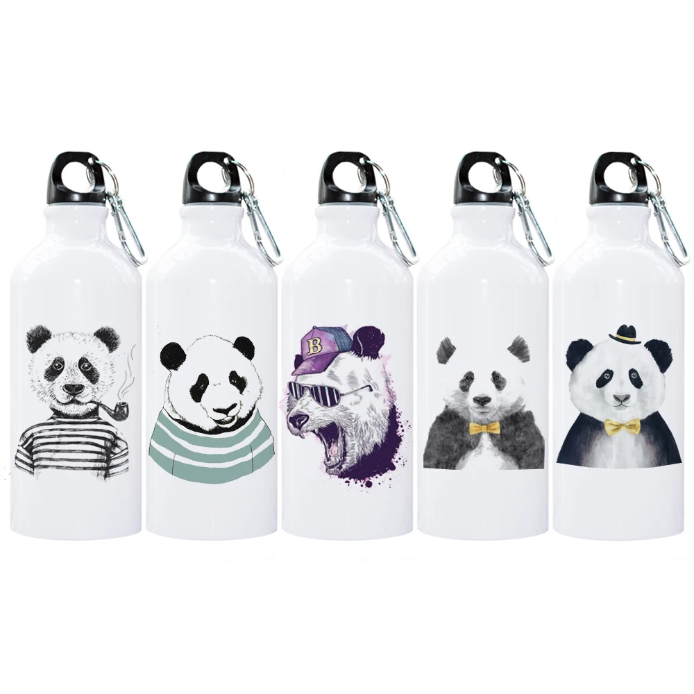 Фотобутылка для воды Pandas с карабином велоспорта походов охоты кемпинга рыбалки