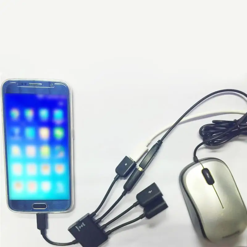 Высокое качество 4 Порты Мощность зарядки OTG кабель Разъем сплитер микро USB для
