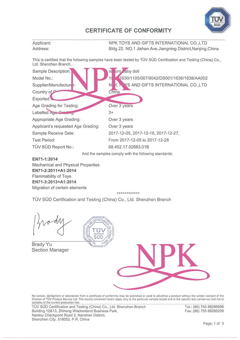 NPK COC with picture EU- CERTIFICATE OF CONFOMITY