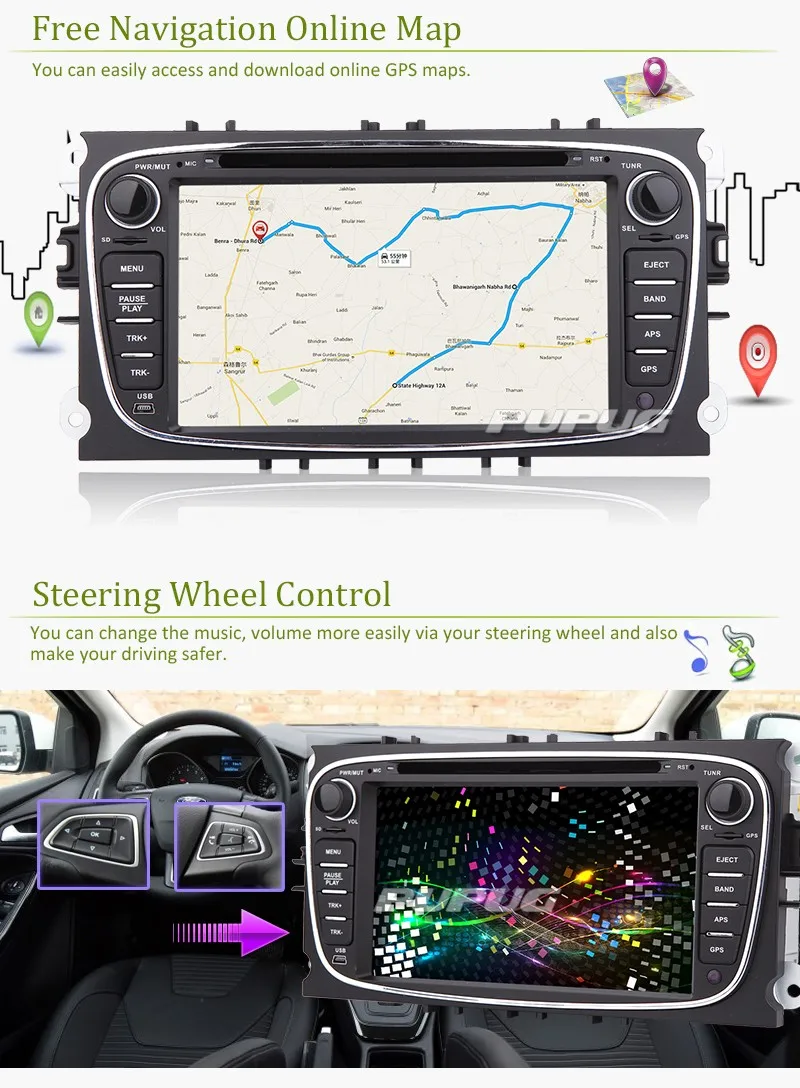 Clearance 7018B 2 Din Quad Core Car DVD gps navigator Player For Ford Focus Android 5.1 GPS Navigation Radio 3G WIFI AUX Multimedia Audio 13