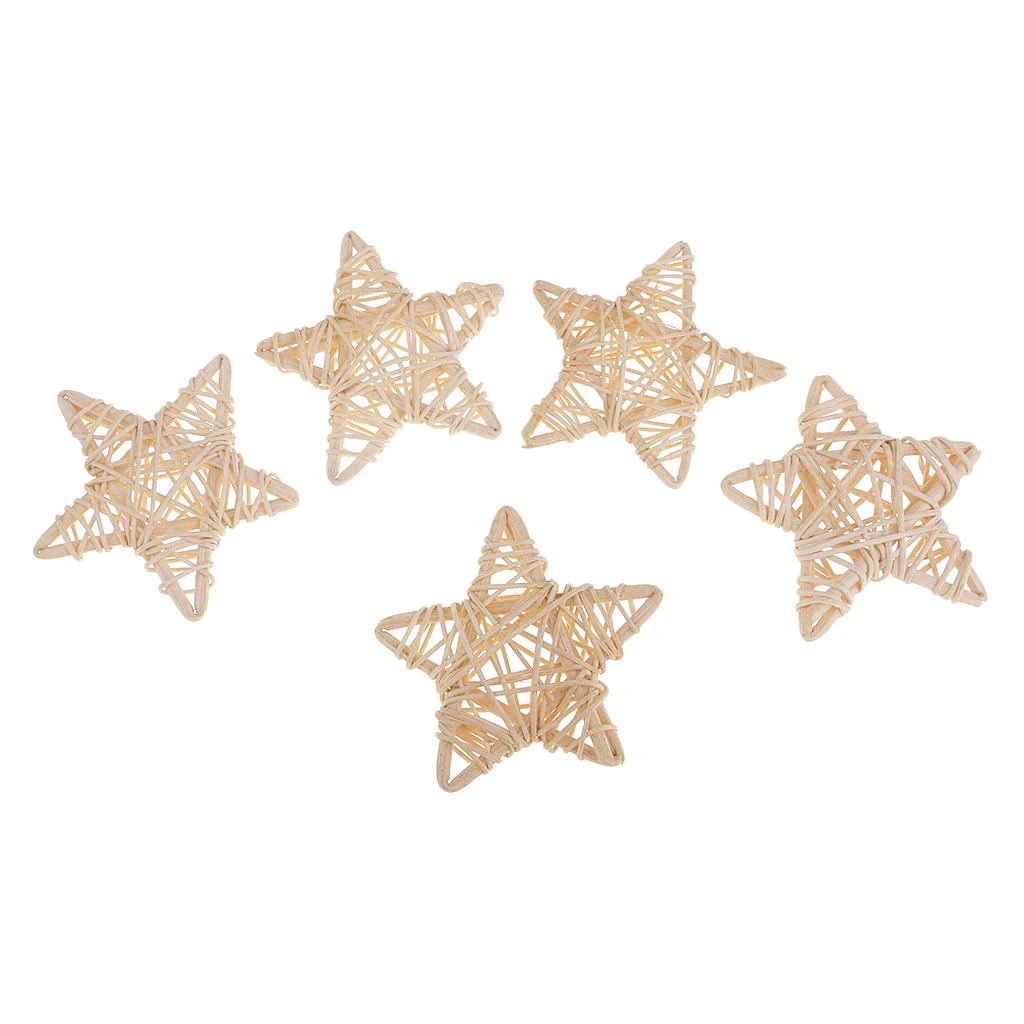 5/6pcs Natural Star Shape Rattan Wicker Ball Christmas Tree Ornament for Home Garden Wedding Party Table Ornament Decoration 7cm