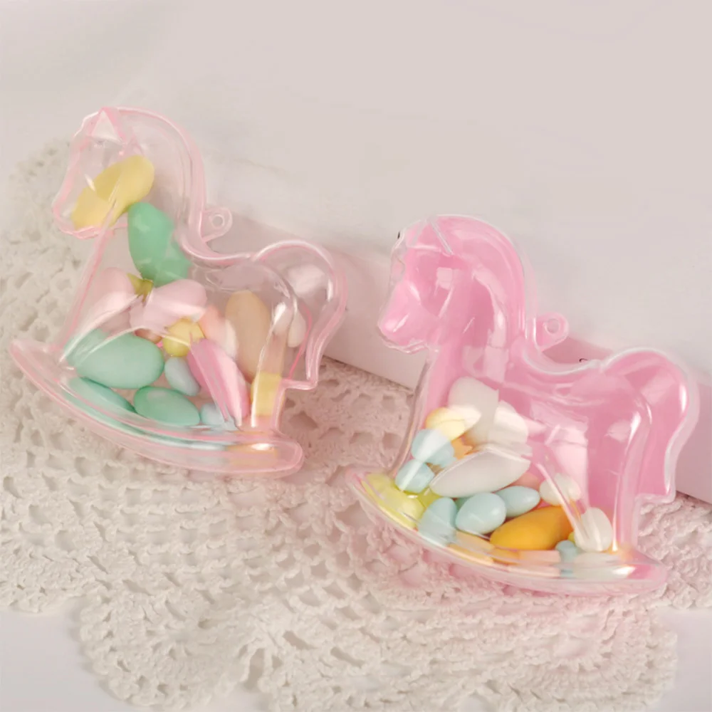 Творческий лошадь дизайн пластиковые коробки для конфет свадебные сувенирные коробки наборы; детский душ для вечеринки по случаю Дня рождения украшения 12 шт./лот