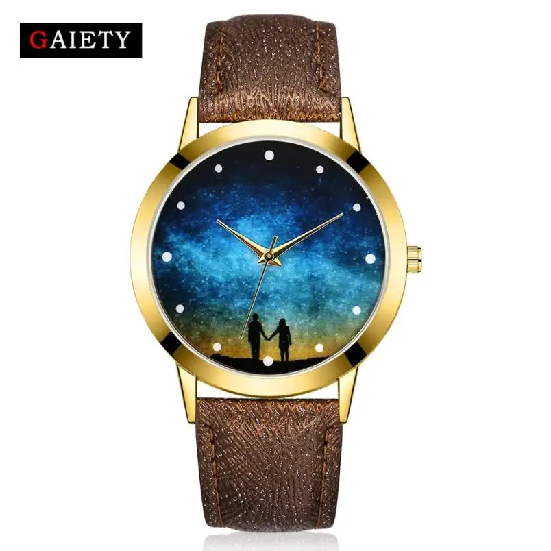 

Fashion Starry Watch Women Men Sequins Moon Clock Hands Faux Leather Quartz Wrist Watch Ladies Gift Drop Shipping 4/