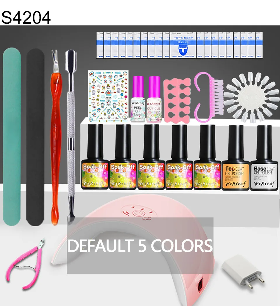 WiRinef Гель-лак для ногтей, наборы для дизайна ногтей, светодиодный USB лампа, замачиваемый, долговечный УФ-Гель-лак и Базовое покрытие, наборы для ногтей