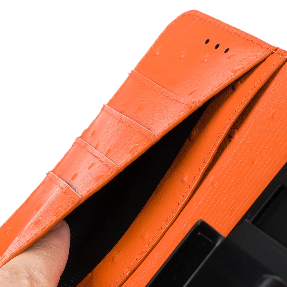 Topic Smart phone case flip for iphone 8 6 X orange leather material universal other models for 5.2 inch below for Huawei millet