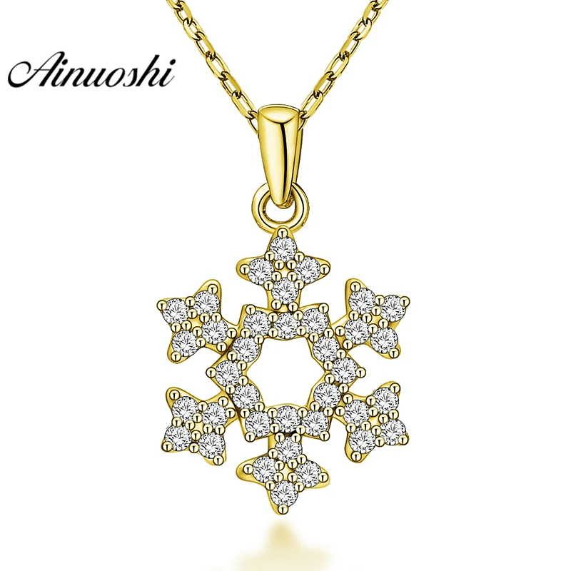 

AINUOSHI 10K Solid Yellow Gold Pendant Snowflake Pendant SONA Diamond Women Men Gold Jewelry Delicate Flower Separate Pendant