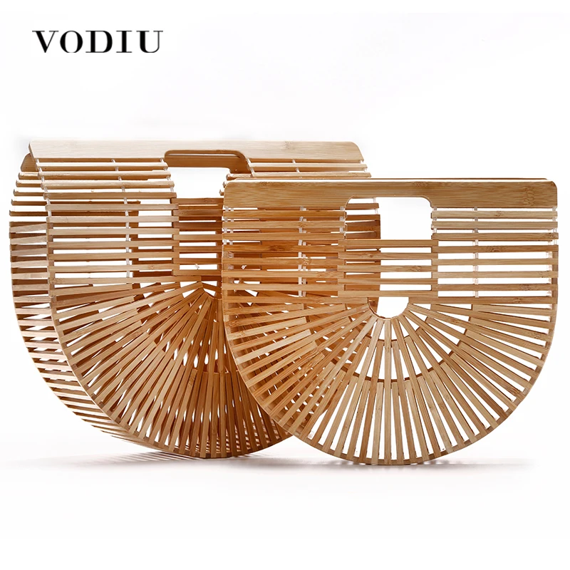 Kopen Luxe Handtassen Vrouwen Tassen Designer Houten Clutch Hol Top handvat Zomer Strandtas Meisjes Boho Bamboe Purse Vrouwen handtas