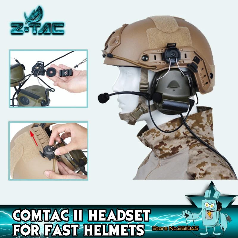

Softair Aviation Tactical Headphones Peltor Comtac ii For Hunting With Helmet Rail Adapter For FAST Helmet Z031