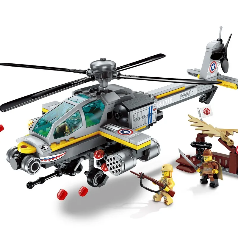 

280pcs Military Battle Sea Force Apache Raid 3 Figures Educational Bricks Toy Boy Gift