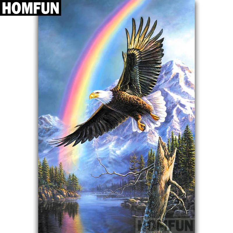 

HOMFUN Full Square/Round Drill 5D DIY Diamond Painting "Eagle Rainbow" Embroidery Cross Stitch 5D Home Decor Gift A06804